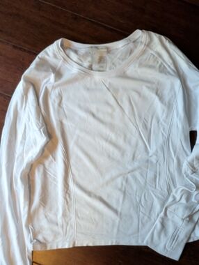 Calia White Activewear Long-Sleeve Crewneck Top